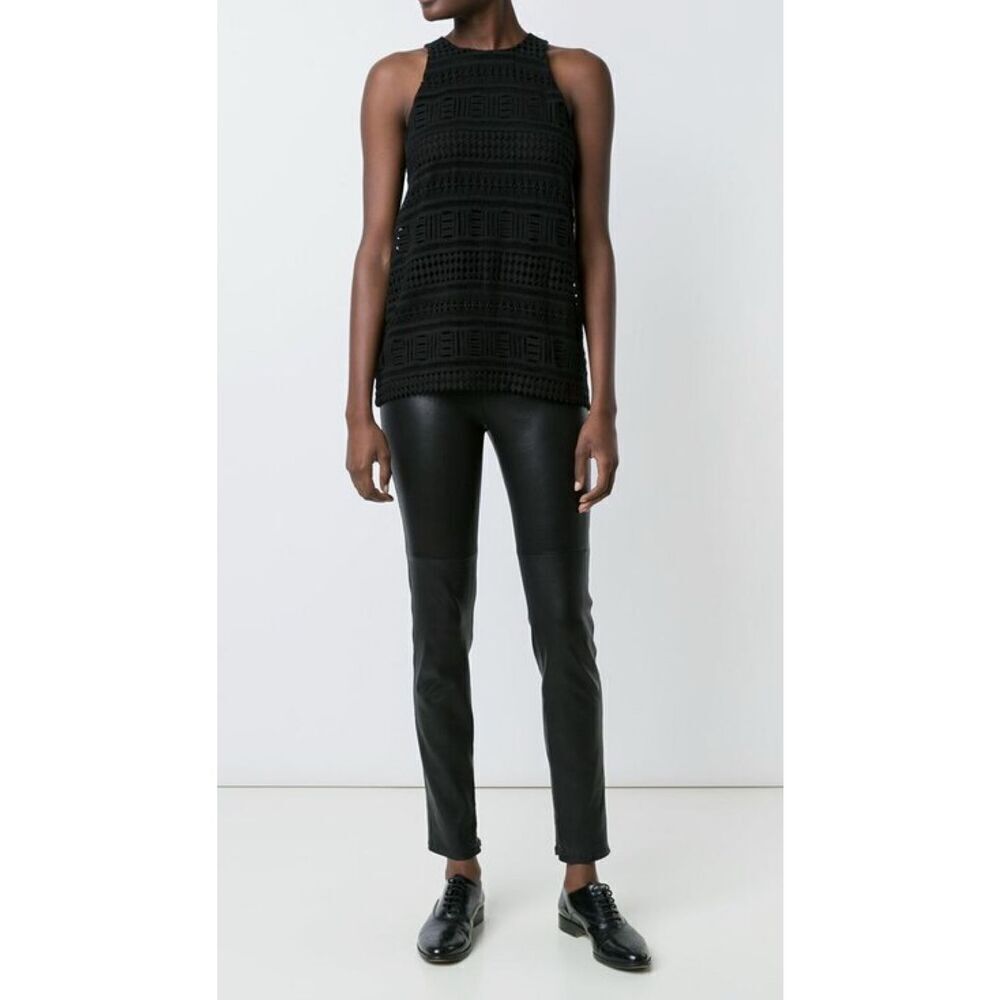 NWT Vince Geo Lace High Neck Tank Top Black Size 4 Eyelet